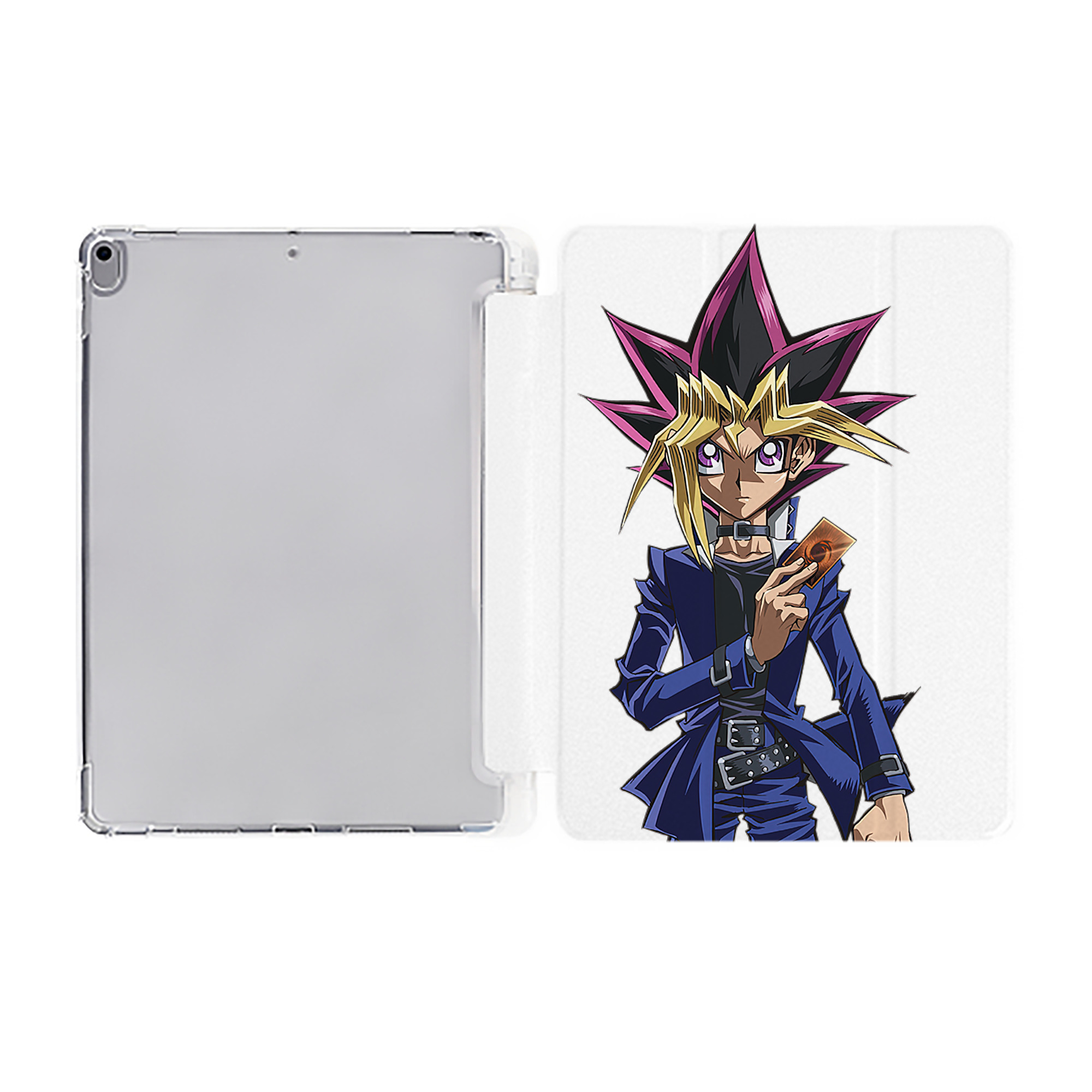 （画像用） 遊☆戯☆王 Yu-Gi-Oh! IPad ケース ペン収納付き 三つ折りスタンド PUレザー×シリコン 対応機種9.5/10.5/10.9インチ